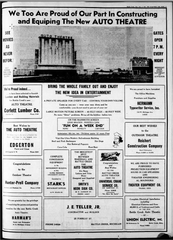 Auto Theatre - July 4 1948 Ad